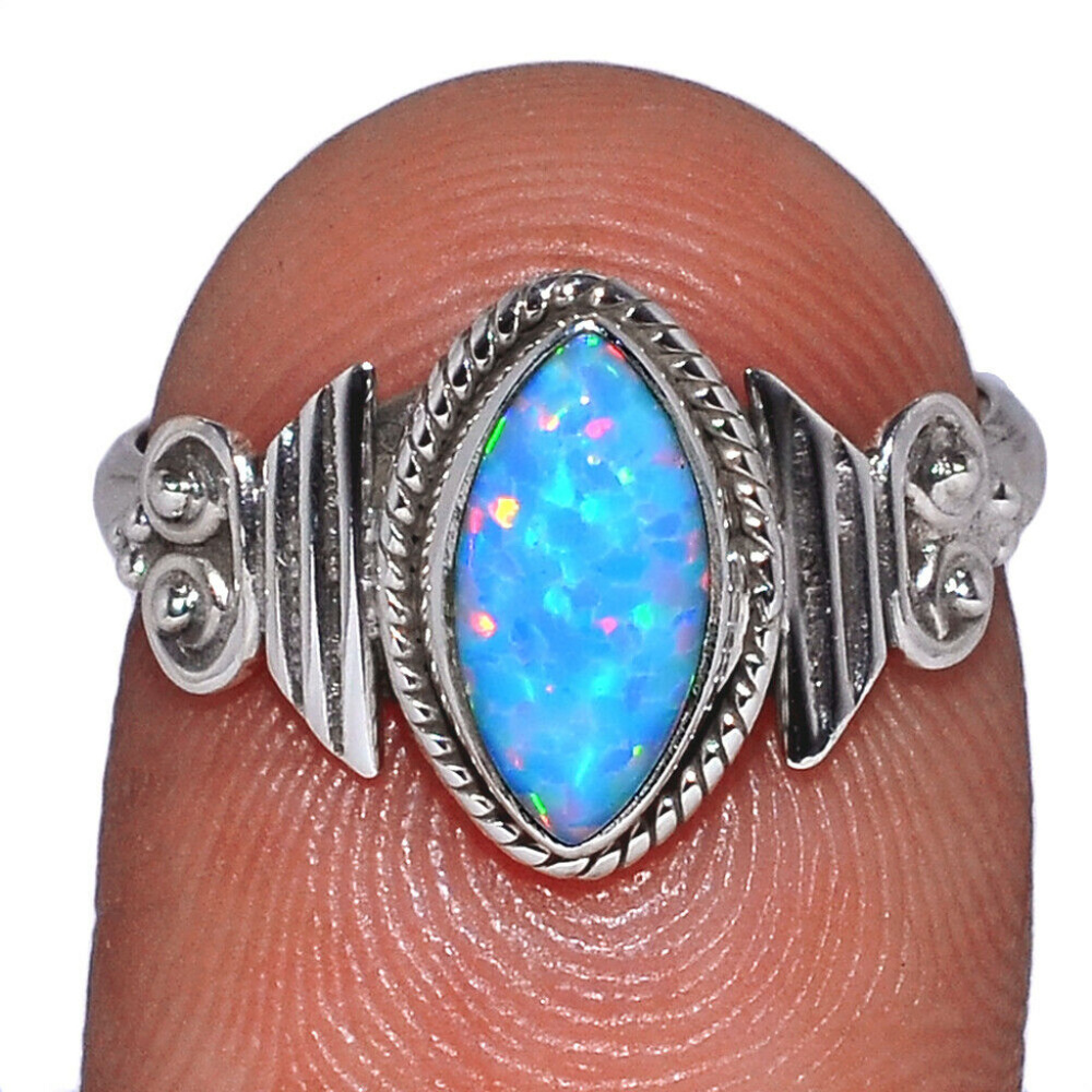 Fire Opal set in Solid Sterling Silver Ring sz 6.5
